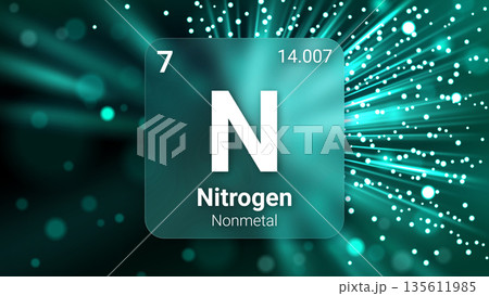 Nitrogen (N) (007) Nonmetal, Glass Morphism Element Futuristic Neon Light Glow Background Periodic Table, Chemical Symbol, Name, Atomic Mass, Atomic Number, Vector Illustration Nitrogen (N) (007) Nonmetal, Glass Morphism Element Futuristic Neon Light Glow Background Periodic Table, Chemical Symbol, Name, Atomic Mass, Atomic Number, Vector Illustration 135611985