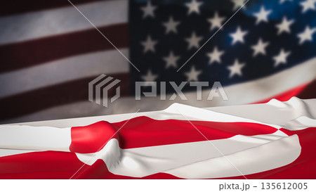 Greenland and United States Diplomatic Relations and Geopolitical Alliance Concept 3D render. Greenland and United States Diplomatic Relations and Geopolitical Alliance Concept 3D render. 135612005