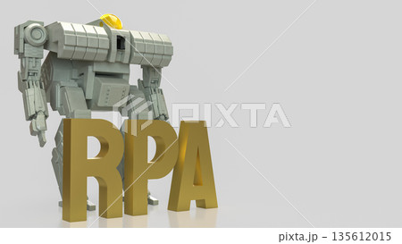 Robotic Process Automation Technology Concept with Industrial Robot 3d render. 135612015