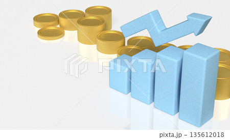 Financial Growth Concept with Rising Bar Chart and Upward Arrow 3d render. Financial Growth Concept with Rising Bar Chart and Upward Arrow 3d render. 135612018