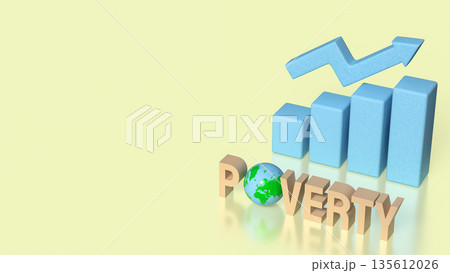 Global Poverty Reduction Concept with Economic Growth and Development Chart 3d render. Global Poverty Reduction Concept with Economic Growth and Development Chart 3d render. 135612026