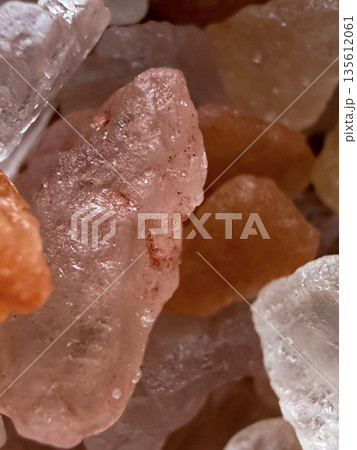 Pink Himalayan Salt Crystal Macro Texture Close-Up 135612061