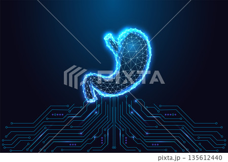 Stomach Medical Tech. Digestive Health, gastro analysis, Diagnostics, Biotech Innovation Vector Stomach Medical Tech. Digestive Health, gastro analysis, Diagnostics, Biotech Innovation Vector 135612440