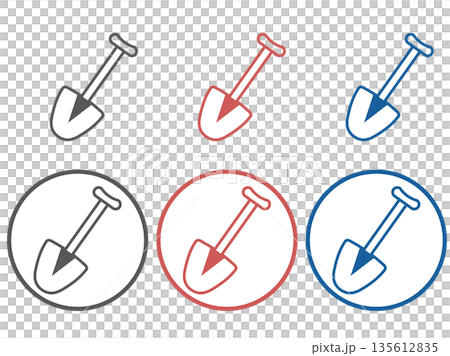 Simple line drawing icon of a shovel (gardening and work tools) Simple line drawing icon of a shovel (gardening and work tools) 135612835
