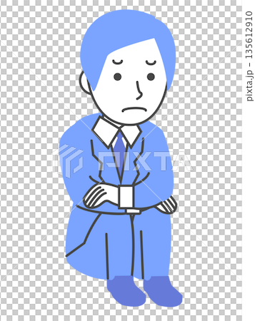 落ち込んで座り込む若いビジネスマンのイラスト 落ち込んで座り込む若いビジネスマンのイラスト 135612910