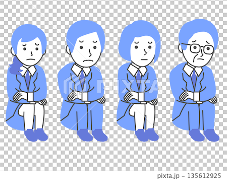 A set of depressed businessmen sitting down 135612925