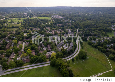 A view of a residential area with houses and trees. Chesterbrook, Pensilvania. USA A view of a residential area with houses and trees. Chesterbrook, Pensilvania. USA 135613131