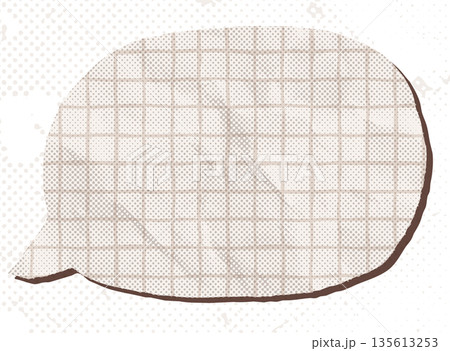 Paper cutout vector speech bubble with grid pattern, Crumpled notebook paper vector halftone text box graphic design element Paper cutout vector speech bubble with grid pattern, Crumpled notebook paper vector halftone text box graphic design element 135613253