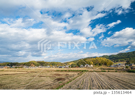 冬の明日香村田園風景　奈良県 135613464