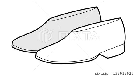 Flat shoe boot women sketch pair. Minimal low heel boot for everyday city outfit and office wear. Technical fashion Flat shoe boot women sketch pair. Minimal low heel boot for everyday city outfit and office wear. Technical fashion 135613629