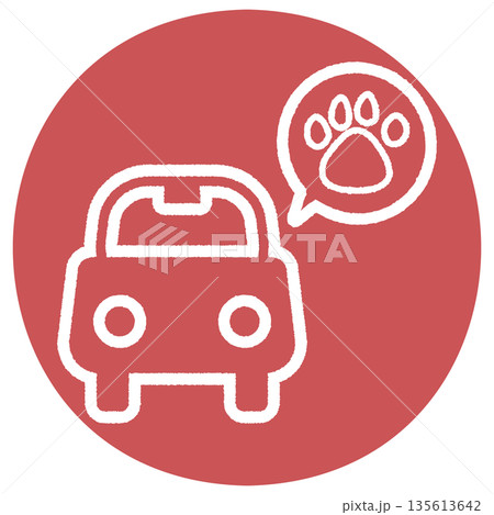 かわいい「車内に犬がいます」のイラスト レッド かわいい「車内に犬がいます」のイラスト レッド 135613642
