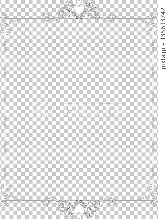 Vintage calligraphy style frame materials 210 <decorative borders, decorative frames, hearts, line drawings, black and white> 135613742