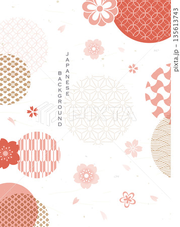 和柄と桜/日本の春の背景デザイン 和柄と桜/日本の春の背景デザイン 135613743