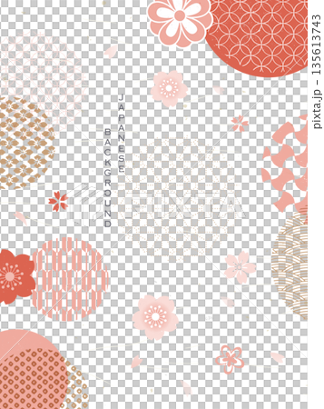 Japanese pattern and cherry blossoms/Japanese spring background design 135613743