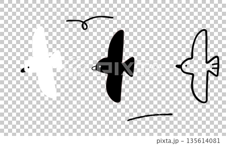 手描きでかわいいシンプルな鳥のイラストセット 135614081
