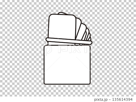 シンプルな袋から7枚の湿布が出ているイラスト素材 135614394