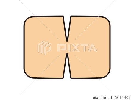 切れ込みの入ったシンプルな茶色い湿布のイラスト素材 135614401