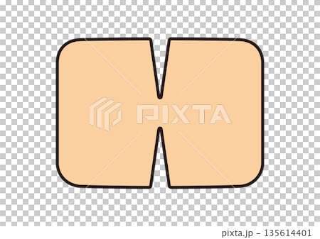 切れ込みの入ったシンプルな茶色い湿布のイラスト素材 135614401