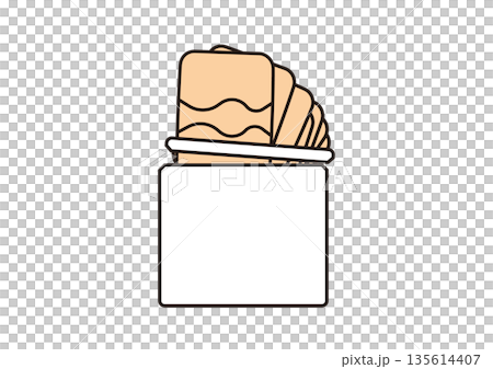 Illustration of seven simple brown compresses coming out of a bag Illustration of seven simple brown compresses coming out of a bag 135614407