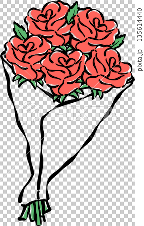 Whimsical Decorative outline Bouquet of Red Roses illustration Hand Drawn Whimsical Decorative outline Bouquet of Red Roses illustration Hand Drawn 135614440