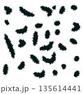 Set of hand drawn spiky black organic shapes and textured blobs with fuzzy edges for abstract graphic design and creative pattern making 135614441