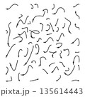 Large set of hand-drawn curved and squiggly black arrows pointing in different directions for expressive infographics and creative whiteboard sketches 135614443