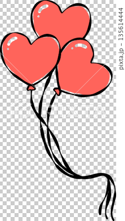 Handdrawn of Three Heart Balloons Handdrawn of Three Heart Balloons 135614444