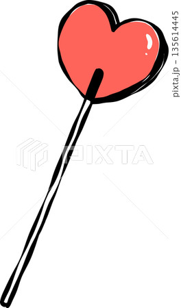 Whimsical Valentine outline Heart Lollipop Candy illustration Hand Drawn Whimsical Valentine outline Heart Lollipop Candy illustration Hand Drawn 135614445