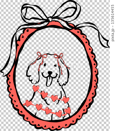 Valentine Dog Outline Golden Retriever in Vintage Oval Frame Whimsical Hand Drawn Valentine Dog Outline Golden Retriever in Vintage Oval Frame Whimsical Hand Drawn 135614455