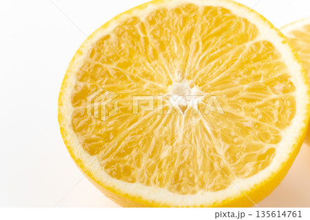 輪切りにしたはっさく（八朔）の断面のクローズアップ 135614761