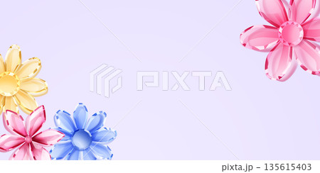 Crystal flowers on pastel background. Crystal flowers on pastel background. 135615403