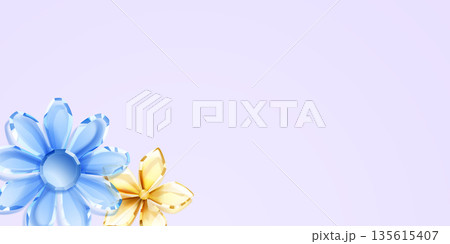 Crystal flowers on purple background. 135615407