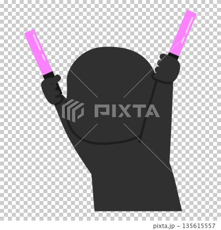 Silhouette of a fan waving a penlight and cheering Silhouette of a fan waving a penlight and cheering 135615557