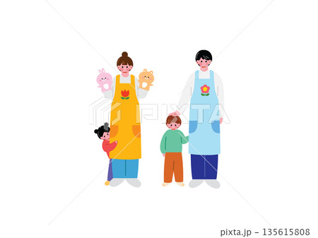 保育士の女性と男性のイラスト 保育士の女性と男性のイラスト 135615808