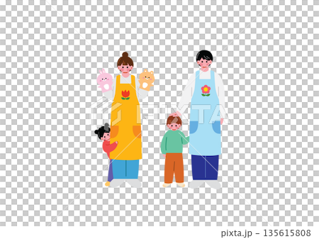 保育士の女性と男性のイラスト 保育士の女性と男性のイラスト 135615808