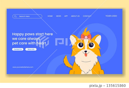 Pets Care Services Social Media Landing Page Flat Cartoon Hand Drawn Templates Illustration Pets Care Services Social Media Landing Page Flat Cartoon Hand Drawn Templates Illustration 135615860