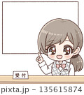 受付で案内する女性スタッフ　看板スペース 135615874