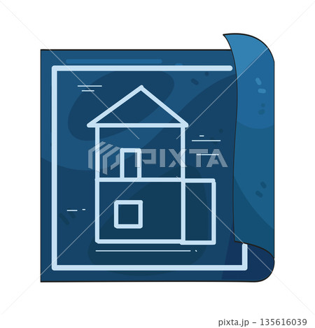 illustration of paper blueprint illustration of paper blueprint 135616039