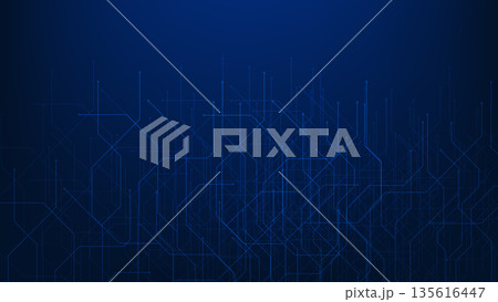 Abstract Technology Background with Layered Circuit Lines, Digital Network Connection Concept, Futuristic Data Flow, High Tech System, Electronic Circuit Pattern, Innovation Technology 135616447