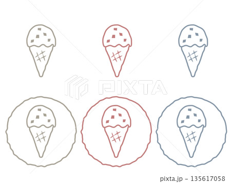 ゆるい手書き風のチョコチップアイス　ニュアンスカラー　可愛いイラスト 135617058