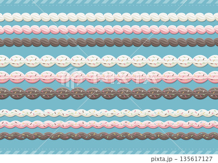 生クリーム ホイップクリーム デコレーション フレーム素材セット 135617127