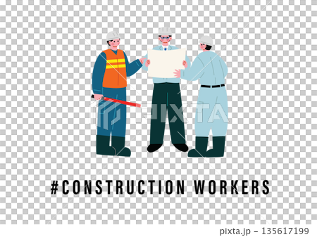 一幅描繪建築業工人的插圖 135617199
