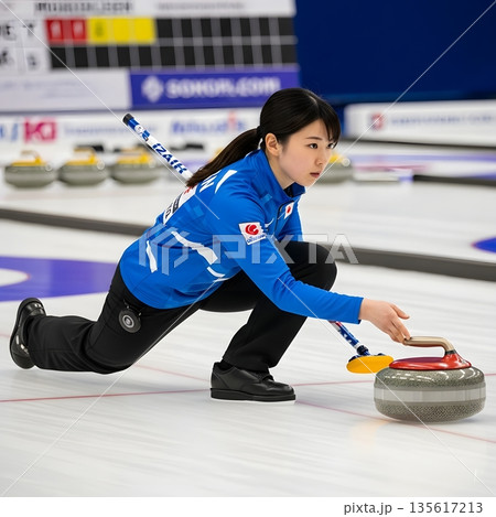 カーリング、女子選手 カーリング、女子選手 135617213