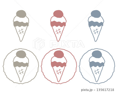ゆるい手書き風のトリプルアイス 配色がおしゃれなイラスト ニュアンスカラー ゆるい手書き風のトリプルアイス 配色がおしゃれなイラスト ニュアンスカラー 135617218