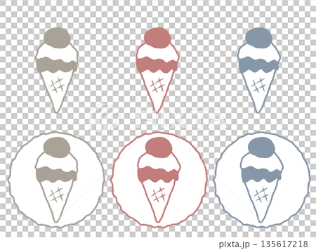ゆるい手書き風のトリプルアイス 配色がおしゃれなイラスト ニュアンスカラー ゆるい手書き風のトリプルアイス 配色がおしゃれなイラスト ニュアンスカラー 135617218