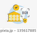 OCR in banking operations with secure document processing for onboarding, loans, payments, cheques, and back office teams to cut cost and boost speed. Ocr secure document processing illustration 135617885
