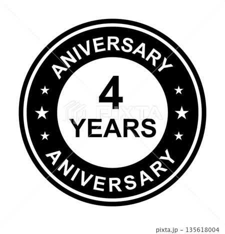 4 years anniversary gold icon vector for graphic design, logo, website, social media, mobile app, UI illustration 135618004