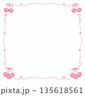 さくらんぼとハートのシンプルラインフレーム 135618561