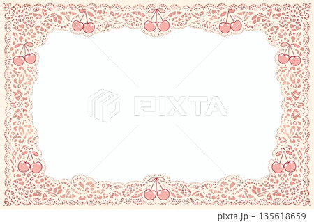 さくらんぼとレースのガーリーフレーム 135618659