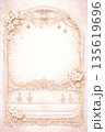 リボンと花のエレガントレースフレーム 135619696